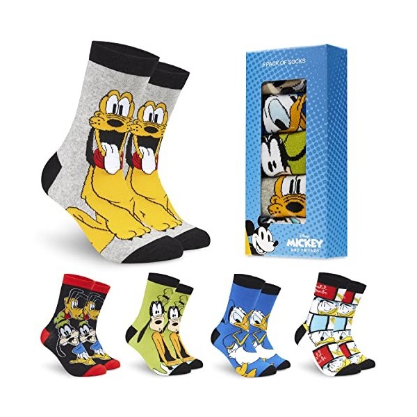 Disney Chaussettes Homme Mi-Mollet, Coffret 5 Paires Chaussettes Fantaisie Homme, Idée Cadeau Geek Adulte Ado 39-45 Gris/Ver