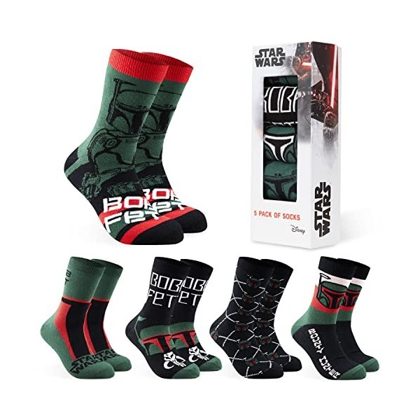 Disney Chaussettes Homme Mi-Mollet, Coffret 5 Paires Chaussettes Fantaisie Homme, Idée Cadeau Geek Adulte Ado 39-45 Gris/Ver