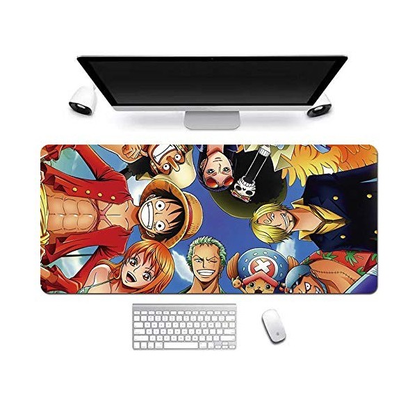 One Piece 900x400mm Tapis de Souris XXL Multifonction Gaming Mousepad XXL Grand sous Main, Anime Souris 3mm Bureau Anti-Gliss