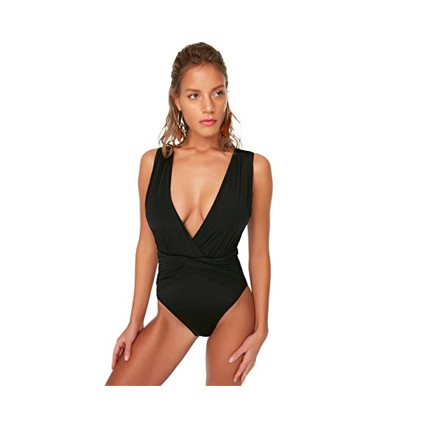 Trendyol Breasted Collar Mayo. Maillot de Bain One Piece, Noir, 40 Femme