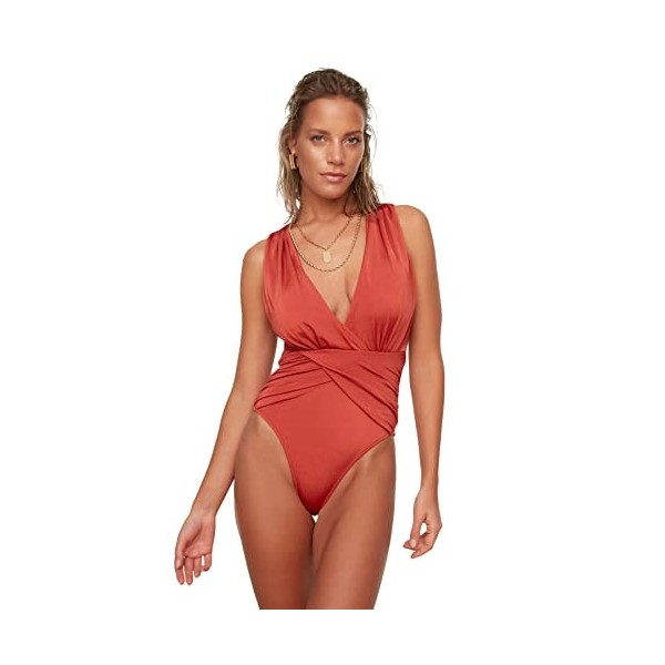 Trendyol Breasted Collar Mayo. Maillot de Bain One Piece, Noir, 40 Femme