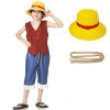 Ubaywey Garçon Lufy Costume Enfant Anime Onepiece Carnaval Cosplay Diseguiment Ensemble DAccessoires Chapeau de Paille Anniv