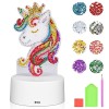 Herefun Licorne Jouet Fille, 5D Diamond Painting Lampe, LED Creatif Diamand Painting Enfant, Kit de Bricolage Veilleuse, Déco