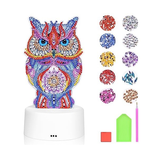 Herefun Licorne Jouet Fille, 5D Diamond Painting Lampe, LED Creatif Diamand Painting Enfant, Kit de Bricolage Veilleuse, Déco