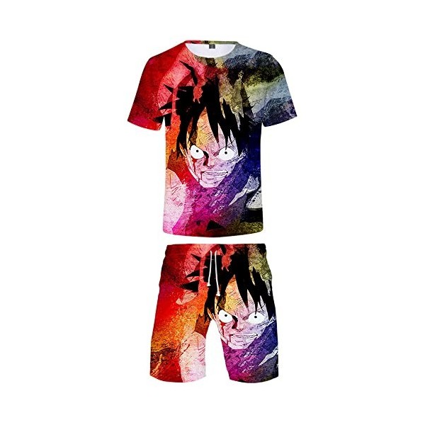 Silver Basic Luffy Unisexe Homme Tshirt et Short Ensemble de Sport Cosplay Luffy Naomi Jogging Survêtement M,4317-2