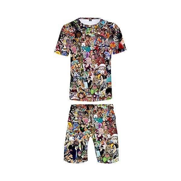 Silver Basic Luffy Unisexe Homme Tshirt et Short Ensemble de Sport Cosplay Luffy Naomi Jogging Survêtement M,4317-2