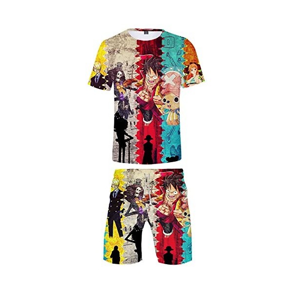 Silver Basic Luffy Unisexe Homme Tshirt et Short Ensemble de Sport Cosplay Luffy Naomi Jogging Survêtement M,4317-2