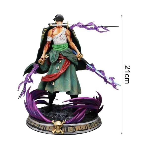 CBOSNF Anime Roronoa Zoro Figure,One-Piece Figurines, 21cm PVC Zorro Action Statue Jouet Statues Collectibles Ornements Table