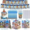 One Piece Birthday Lensemble de décoration Nesloonp 77 PCS Set de Vaisselle de Fête Pirate Fournitures de fête Vaisselle de 