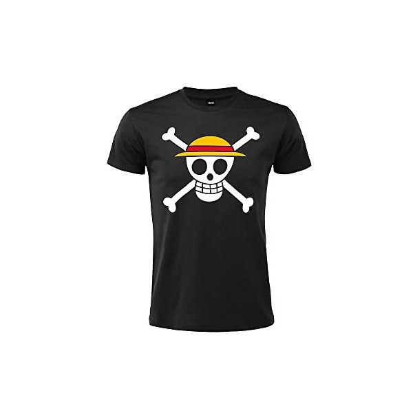 Sabor SRL T-Shirt One Piece - Chapeau de Paille avec Logo tête de Mort - Manches Courtes - 100% Coton - Unisexe - Disponible 