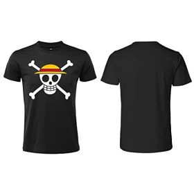 Sabor SRL T-Shirt One Piece - Chapeau de Paille avec Logo tête de Mort - Manches Courtes - 100% Coton - Unisexe - Disponible 