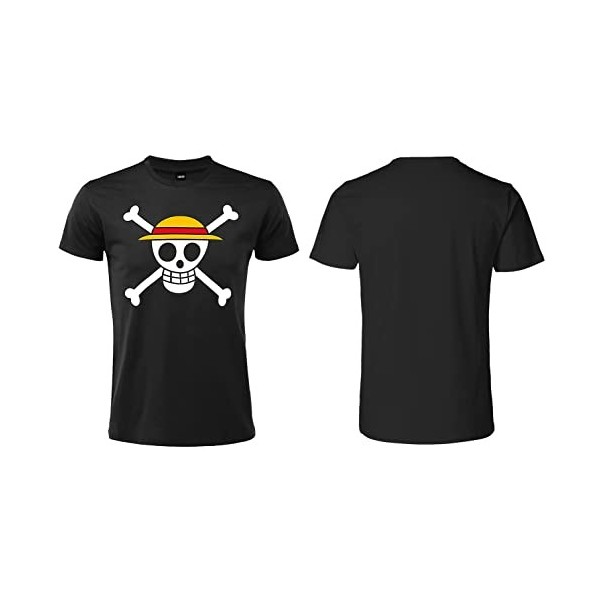 Sabor SRL T-Shirt One Piece - Chapeau de Paille avec Logo tête de Mort - Manches Courtes - 100% Coton - Unisexe - Disponible 