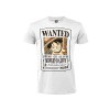 T-shirt One Piece Chapeau de Paille Modèle Wanted Recherché Monkey D. Luffy. Coton. Unisexe, blanc, adulte garçon., Blanc, X-