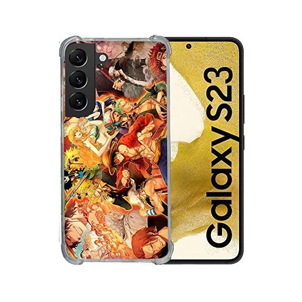 Cokitec Coque Renforcée en Verre Trempé pour Samsung Galaxy S23 Manga One Piece Nakama