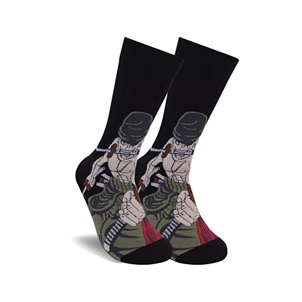 Roffatide anime Chaussettes One Piece crew lot de 2 paires chaussettes Luffy Roronoa zoro pour homme et femme