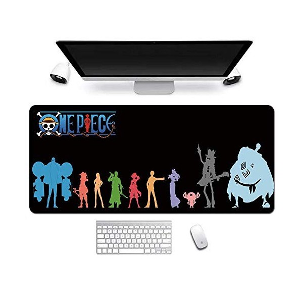 Mousepad One Piece Tapis de Souris XL 900x400mm Hydrorésistant Anime Mousepad Grand Tapis de Souris Gamer avec Base en Caoutc