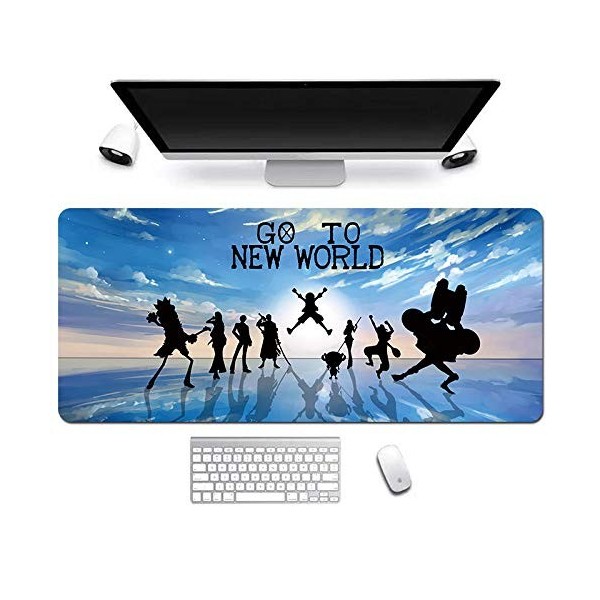Mousepad One Piece Tapis de Souris XL 900x400mm Hydrorésistant Anime Mousepad Grand Tapis de Souris Gamer avec Base en Caoutc