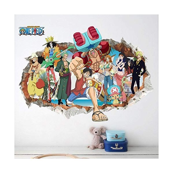 Stickers muraux 3D Faux Fenêtre One Piece Stickers Muraux Pour Garçons Chambre Amovible Japonais Anime Stickers Muraux Décor