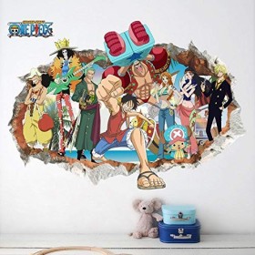 Stickers muraux 3D Faux Fenêtre One Piece Stickers Muraux Pour Garçons Chambre Amovible Japonais Anime Stickers Muraux Décor 