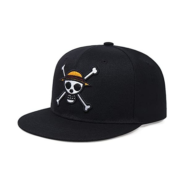 Casquette de Baseball Anime One Piece Noir Broderie Réglable Adulte Soleil Chapeau Dessin Animé Parasol Dété Chapeau Décontr