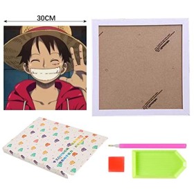 wopin One Piece Diamond Painting - One Piece Anime Drawing - Cross-Stitch Art pour Enfants, Bricolage de décoration intérieur