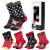 Disney Chaussettes Femme Fantaisie, Lot 5 Paires de Chaussettes Adulte ou Ado Fille, Chaussette Coton, Idée Cadeau Stitch, Mi