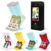 Disney Chaussettes Femme Fantaisie, Lot 5 Paires de Chaussettes Adulte ou Ado Fille, Chaussette Coton, Idée Cadeau Stitch, Mi