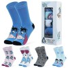 Disney Chaussettes Femme Fantaisie, Lot 5 Paires de Chaussettes Adulte ou Ado Fille, Chaussette Coton, Idée Cadeau Stitch, Mi
