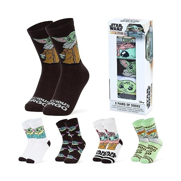 Disney Chaussettes Femme Fantaisie, Lot 5 Paires de Chaussettes Adulte ou Ado Fille, Chaussette Coton, Idée Cadeau Stitch, Mi