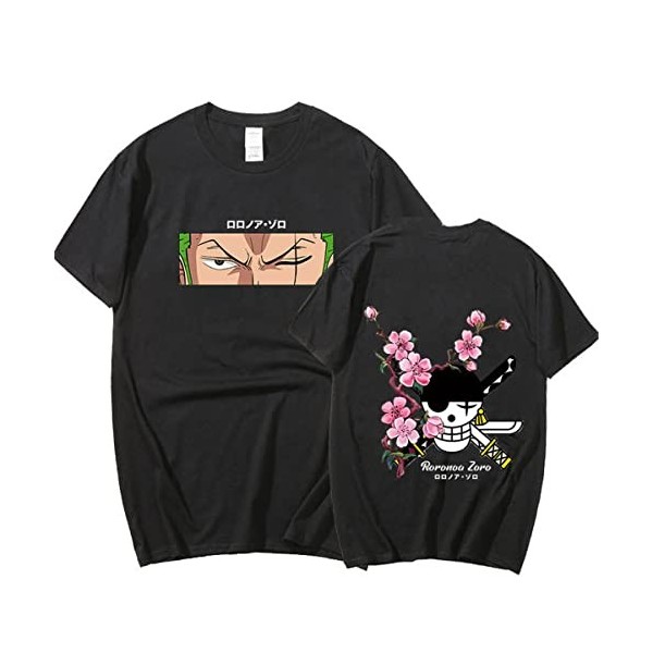 Sybnwnwm T-shirt One Piece Zoro mignon, décontracté, léger et col ras du cou, Noir , M