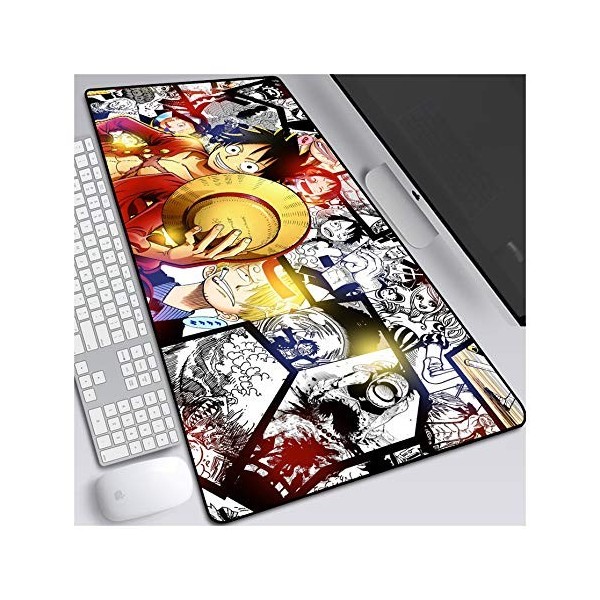ONEPIECE Tapis de Souris XL 900x400mm Hydrorésistant Anime Mouse Pad Grand Tapis de Souris Gamer avec Base en Caoutchouc Anti