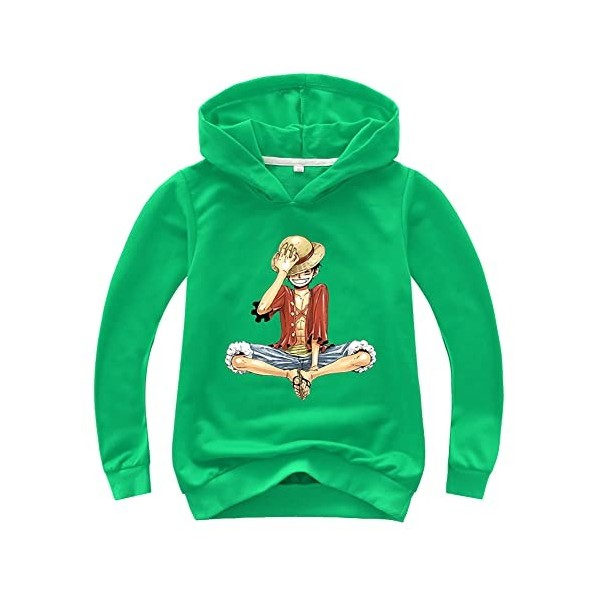 FJHYEEBN One Piece Pull à capuche pour enfant Luffy Chopper Anime Sweat à capuche pour garçon et fille, Noir , 170 cm