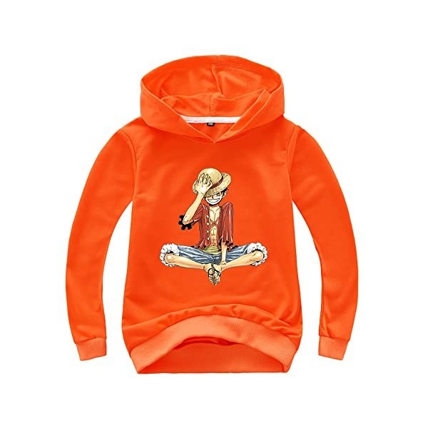 FJHYEEBN One Piece Pull à capuche pour enfant Luffy Chopper Anime Sweat à capuche pour garçon et fille, Noir , 170 cm