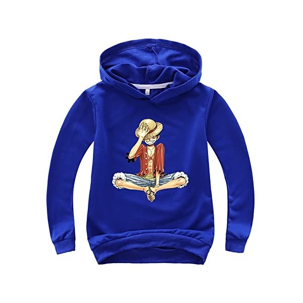 FJHYEEBN One Piece Pull à capuche pour enfant Luffy Chopper Anime Sweat à capuche pour garçon et fille, Noir , 170 cm