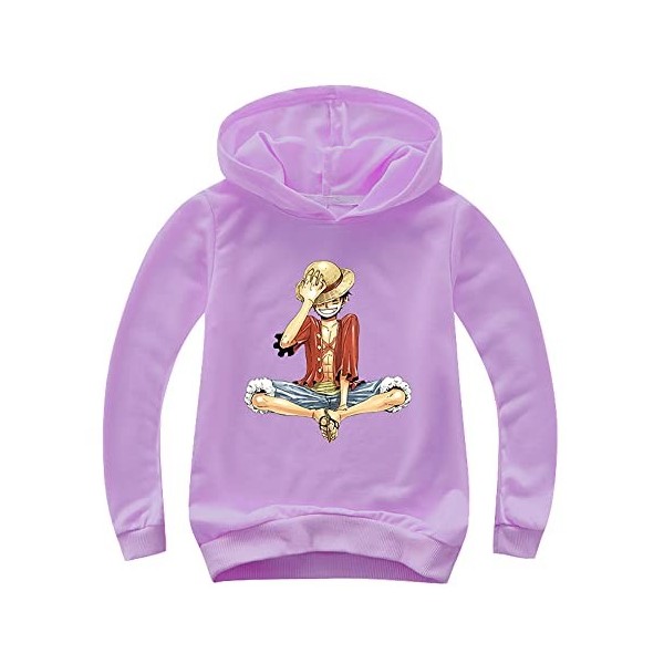 FJHYEEBN One Piece Pull à capuche pour enfant Luffy Chopper Anime Sweat à capuche pour garçon et fille, Noir , 170 cm