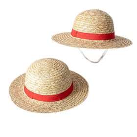 One Piece Luffy Straw Chapeau de paille Luffy Chapeau de paille Chapeau de soleil Cosplay pour adulte, Multifonction Anime Ca