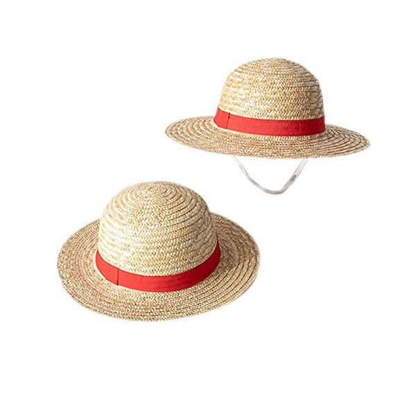 One Piece Luffy Straw Chapeau de paille Luffy Chapeau de paille Chapeau de soleil Cosplay pour adulte, Multifonction Anime Ca