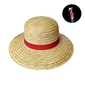One Piece Luffy Straw Chapeau de paille Luffy Chapeau de paille Chapeau de soleil Cosplay pour adulte, Multifonction Anime Ca