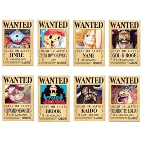 Lot de 24Pcs One Piece Poster Animé Affiche One Piece Recherché 24 Affiches 1,5 Milliard de récompense One Piece Poster29*42C