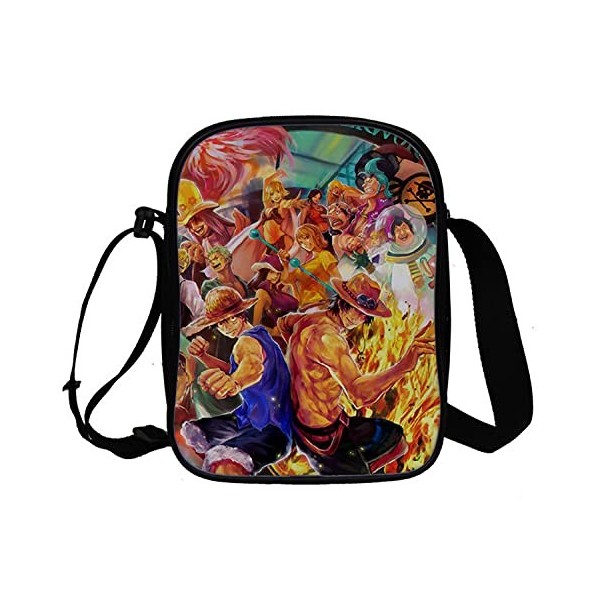 WANHONGYUE Anime One Piece Monkey D Luffy Sac Bandoulière Sacoche à lÉpaule Homme Femme Besace Sac de Messager Petit Sac à M