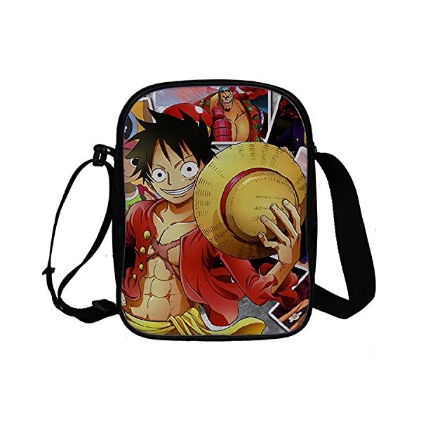 WANHONGYUE Anime One Piece Monkey D Luffy Sac Bandoulière Sacoche à lÉpaule Homme Femme Besace Sac de Messager Petit Sac à M