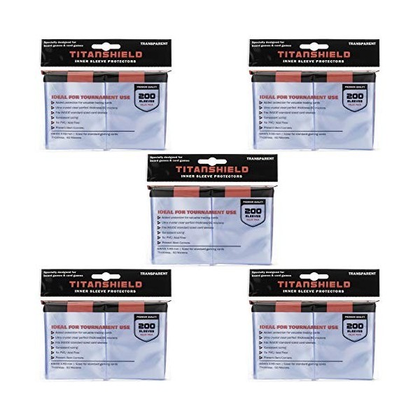 TitanShield Lot de 5 paquets de 200 pochettes de protection Polypropylène PP pour cartes de collection, taille parfaite pou