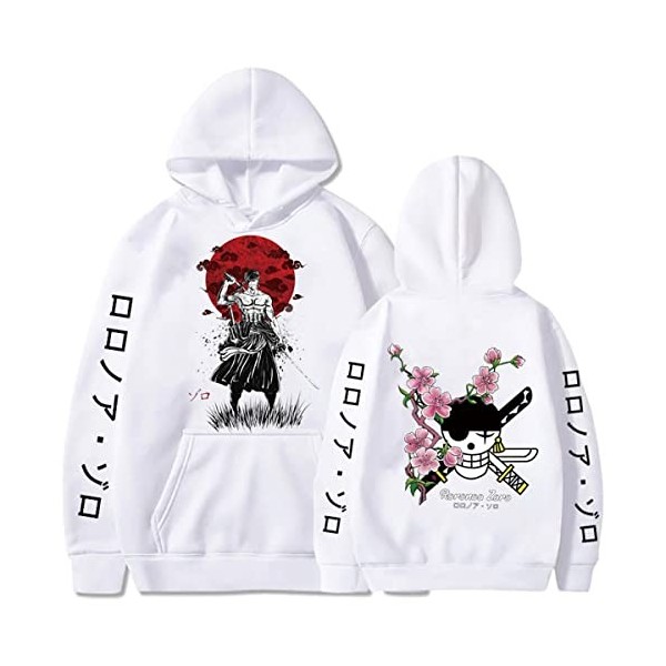 Sybnwnwm Sweat à capuche One Piece Skull Zoro imprimé 3D à manches longues pour cosplay, Noir , M