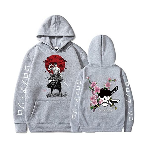 Sybnwnwm Sweat à capuche One Piece Skull Zoro imprimé 3D à manches longues pour cosplay, Noir , M