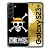 Cokitec Coque Renforcée en Verre Trempé pour Samsung Galaxy S23 Plus Manga One Piece Tete de Mort