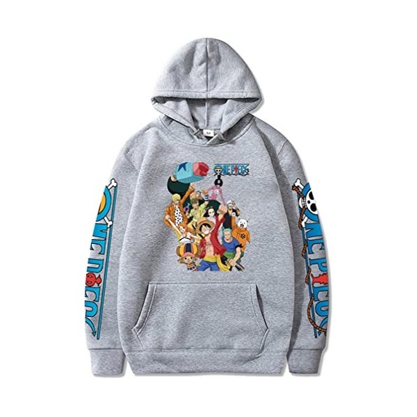 Symish Hommes One Piece Anime Print Pull à Capuche Luffy Chopper Zoro Sweet Fashion Classic Hoodies avec Poche,006black,XL1