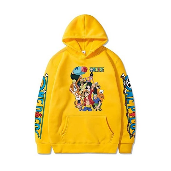 Symish Hommes One Piece Anime Print Pull à Capuche Luffy Chopper Zoro Sweet Fashion Classic Hoodies avec Poche,006black,XL1