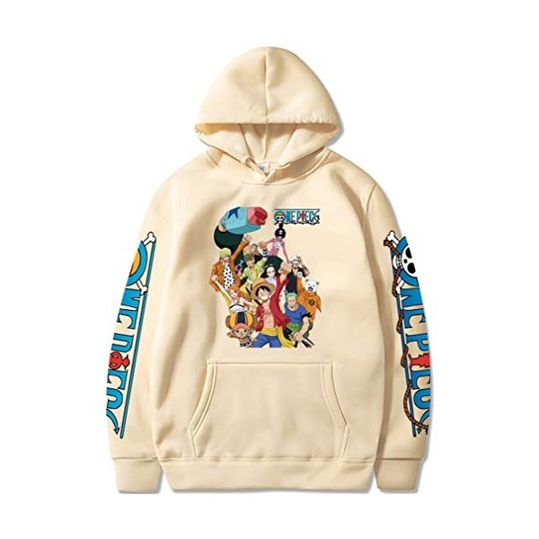 Symish Hommes One Piece Anime Print Pull à Capuche Luffy Chopper Zoro Sweet Fashion Classic Hoodies avec Poche,006black,XL1
