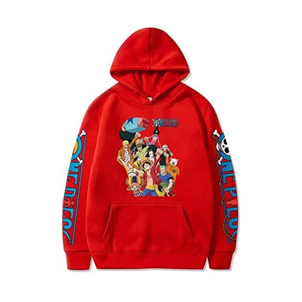 Symish Hommes One Piece Anime Print Pull à Capuche Luffy Chopper Zoro Sweet Fashion Classic Hoodies avec Poche,006black,XL1