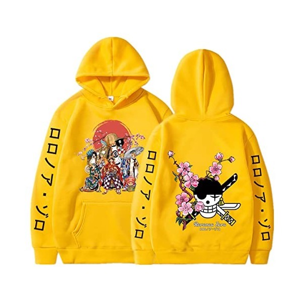 Sybnwnwm Anime One Piece Sweat à capuche Ace Luffy Zoro Cosplay Blanc Barbe Pirate Merch Cadeau, Noir , L
